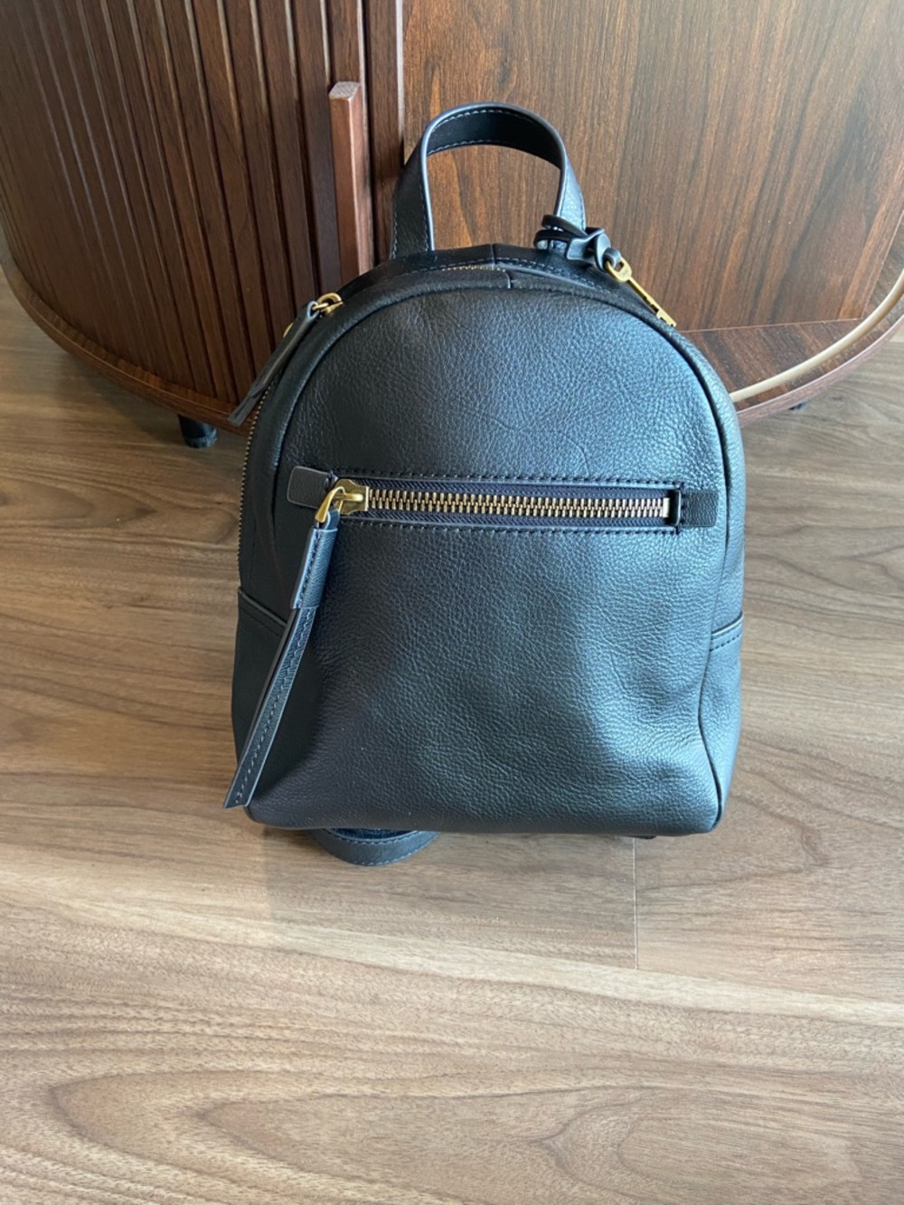 Fossil Classic Black Leather small Backpack